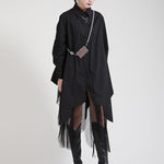 Urban Loose Split-Joint Lapel Long Sleeves Midi Dress