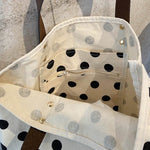 Vintage Canvas Polka-Dot Printed Makeup Tote Bag Bucket Bag