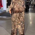 Wild Animal Print Drapey Loose Wide-Leg Pants Set