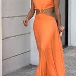 Sexy Halter Neck Backless Sleeveless Maxi Dress