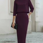 Boat Neck Top And Midi Skirt Set
