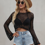 Zeagoo Zeagoo Bell Sleeve Loose Round Neck Cutout Sweater for Women Casual Work Office Loose Fit 2026 | Under $40