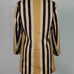 Long Sleeves Loose Buttoned Split-Joint Striped Stand Collar Woolen Coat
