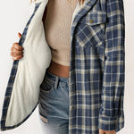 Snap Button Sherpa Lined Hooded Flannel Jacket