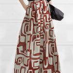High Waisted Loose Pleated Printed Split-Joint Pants Trousers
