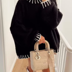Loose and Slim Soft Long-sleeved Stitched Knit Sweater