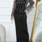 Loose Split-Side Midi Dress + Gauze See-Through Sequined Top Two Pieces Midi Dress