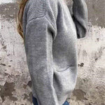 Solid Color Long Sleeve Zipper Pocket Casual Knitted Cardigan