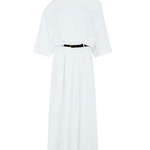 Long Sleeves Loose No Belt Solid Color Off-The-Shoulder Midi Dresses