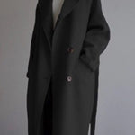 Urban Loose Solid Color Belted Woolen Coat