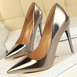 Pointed-Toe Shallow Cut Solid Color Pumps Scarpin Salto