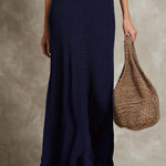 Vintage V-neck Fitted Knit Midi Dress