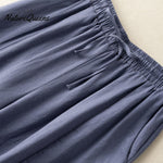 Dropping cotton and linen cropped wide-leg pants
