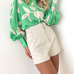 Fashionable and personalized casual lantern sleeve shirt