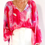 New autumn and winter temperament V-neck printed long-sleeved shirt