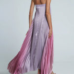 A-Line Loose Elasticity Gradient Pleated Tube Evening Dresses Maxi Dresses