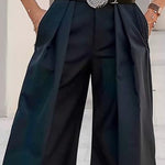 High Waisted Loose Floral Printed Pleated Split-Joint Pants Trousers