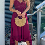 GARNET CROCHET TOP HIGH LOW DRESS