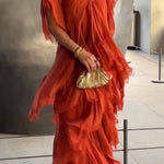 Elegant V-neck Fashionable Cake Long Dress