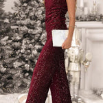 Sequined slim-fit two-piece set