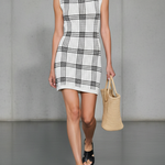 Women's Minimalist Checkered Knit Boat Neck Sleeveless Mini Dress