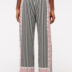 Gracie Unique Print Knotted Scarf Top and Elastic Waist Pocketed Loose Pants Set