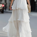 Tiered V-Neck Spaghetti Strap Maxi Dress