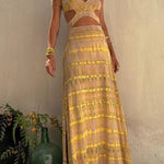 Eleanor Tie-dye Print Cutout Design Slit Stretch Dress