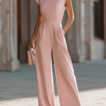 Blush Structured Wide-Leg Jumpsuit