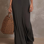 Retro Flutter Sleeves Flare Hem Knitted Maxi Dress