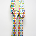 Loose Wide Leg Pockets Printed Pants Suit Pants Trousers