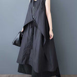 A-Line Loose Pockets Solid Color Tied Zipper V-Neck Midi Dresses Shirt Dress