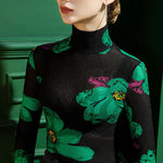 Urban Skinny Lace Printed Half Turtleneck T-Shirts Tops
