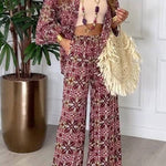 Unique bold floral print two piece set