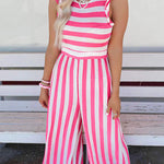 Striped crew neck sleeveless tracksuit