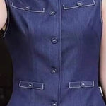 Loose Sleeveless Buttoned Pockets Solid Color Round-Neck Vest Top