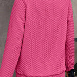 Solid Color Plaid Turtleneck Button Casual Sweatshirt