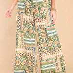 Drawstring high waist drape wide-leg straight-leg pants