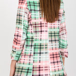 Casual Blazer For Women Color Plaid Long Sleeve Open Front Work Office Suit Jacket With Pocket