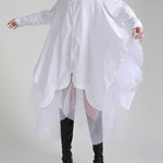 Urban Loose Split-Joint Lapel Long Sleeves Midi Dress