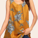 Floral Print Loose Flowy Tunic Tank Top - Zeagoo (Us Only)