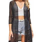 Zeagoo Women's Lace Cardigan 3/4 Sleeve Open Front Kimono Coverup See Through Cover Up for Swimwear (Us Only)