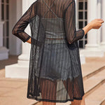 Zeagoo Women's Lace Cardigan 3/4 Sleeve Open Front Kimono Coverup See Through Cover Up for Swimwear (Us Only)