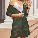 Zeagoo Women's Lace Cardigan 3/4 Sleeve Open Front Kimono Coverup See Through Cover Up for Swimwear (Us Only)