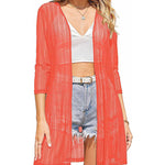 Zeagoo Women's Lace Cardigan 3/4 Sleeve Open Front Kimono Coverup See Through Cover Up for Swimwear (Us Only)