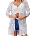 Zeagoo Women's Lace Cardigan 3/4 Sleeve Open Front Kimono Coverup See Through Cover Up for Swimwear (Us Only)