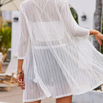 Zeagoo Women's Lace Cardigan 3/4 Sleeve Open Front Kimono Coverup See Through Cover Up for Swimwear (Us Only)