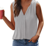 Sleeveless Tank Tops for Women Flowy V Neck Blouse Dressy Casual Cami Top Summer Work Office Shirt - Zeagoo (Us Only)
