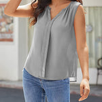 Sleeveless Tank Tops for Women Flowy V Neck Blouse Dressy Casual Cami Top Summer Work Office Shirt - Zeagoo (Us Only)