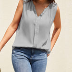 Sleeveless Tank Tops for Women Flowy V Neck Blouse Dressy Casual Cami Top Summer Work Office Shirt - Zeagoo (Us Only)